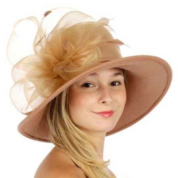 Wool hat with netted feathered bow main image 2